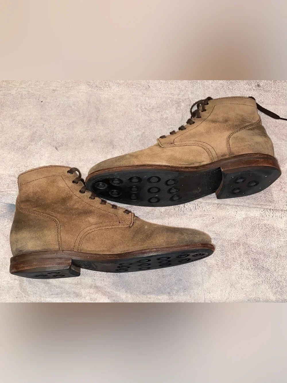 Thursday Boot President Mocha Suede Roughout Service Plain Toe 9.5 Mens Lug Sole